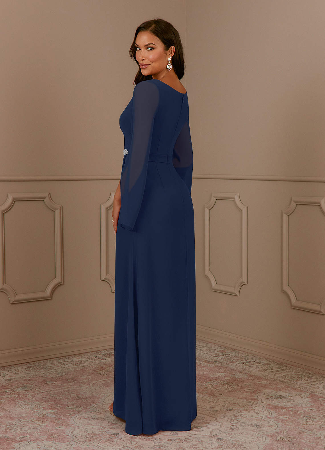 Azazie Belinda Mother of the Bride Dresses A-Line V-Neck Pleated Chiffon Floor-Length Dress image1