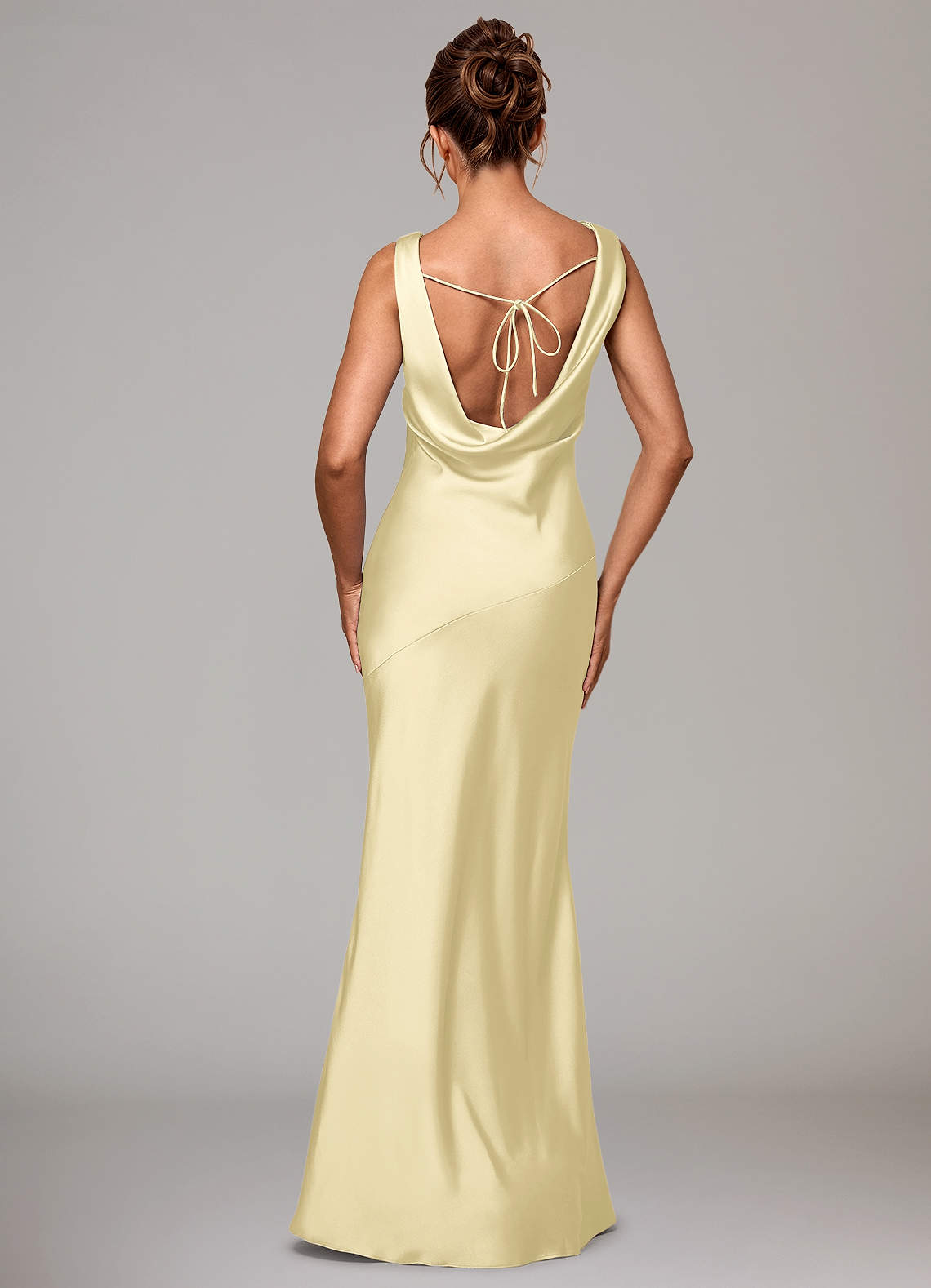 Azazie Rylina Brudtärnklänningar Klä av Sjöjungfru i Stretch Satin Citronsorbet image5