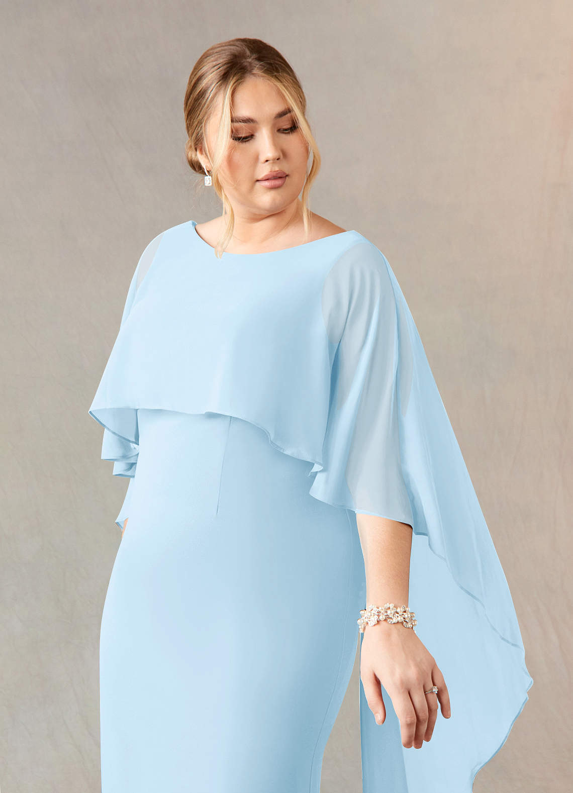 Azazie Dion vestidos de madre de la novia Vestido de Azul Cielo de Crepé elástico de Recto con Scoop image11