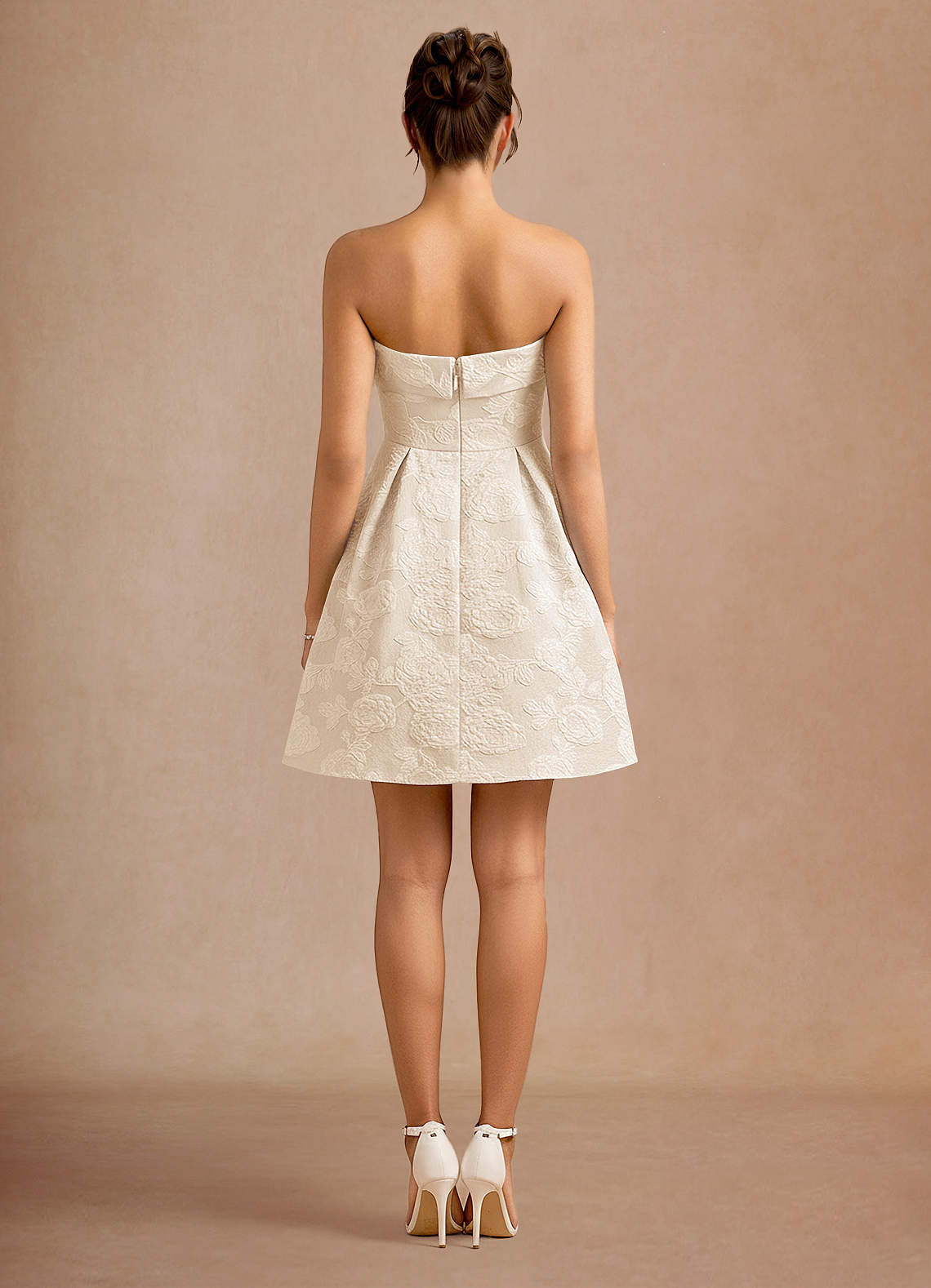 Azazie Strapless A-Line Mini Cocktail Dresses in Cream