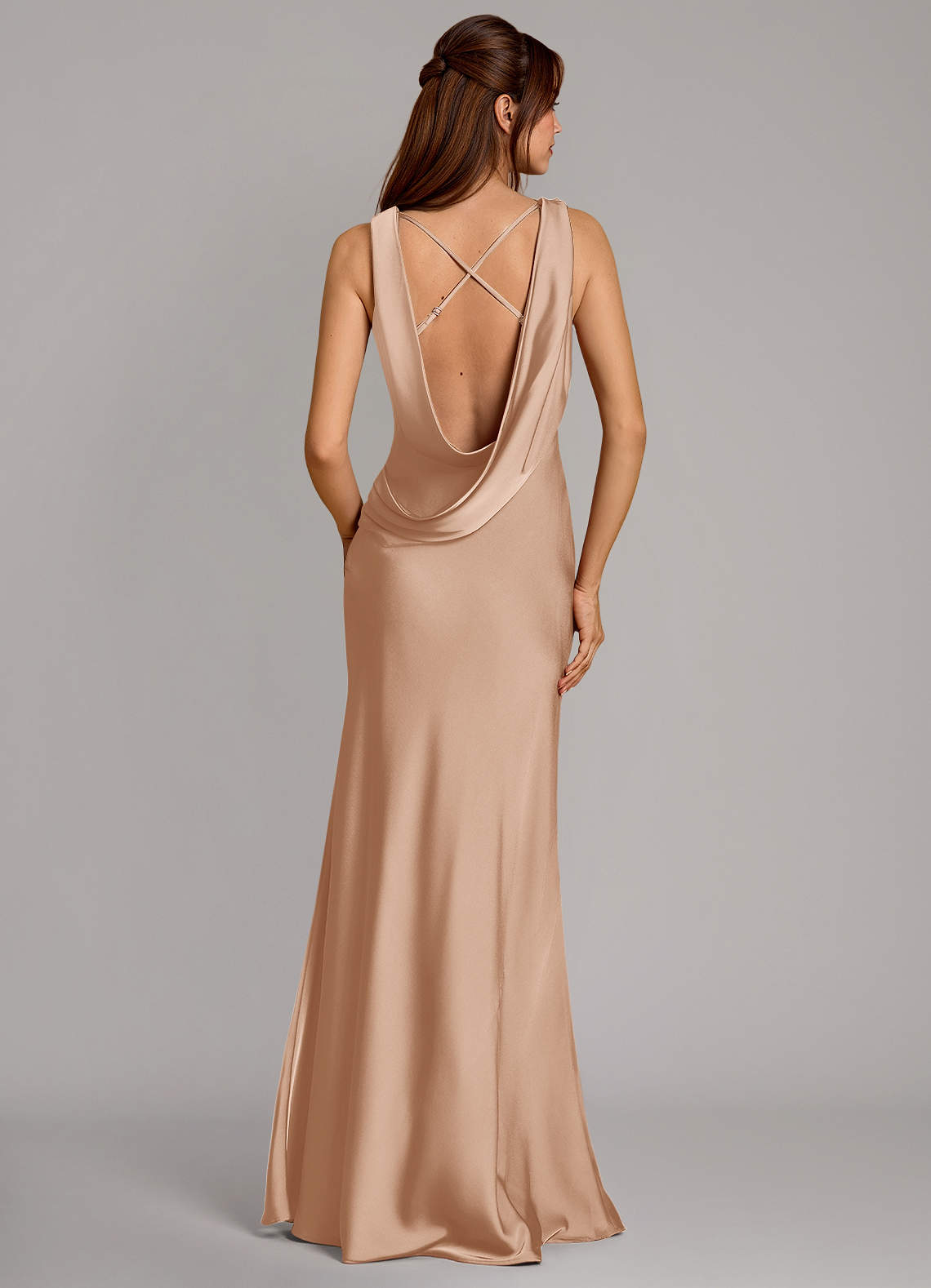 Azazie Cheryl Bridesmaid Dresses English Rose Mermaid Stretch Satin Dress image1