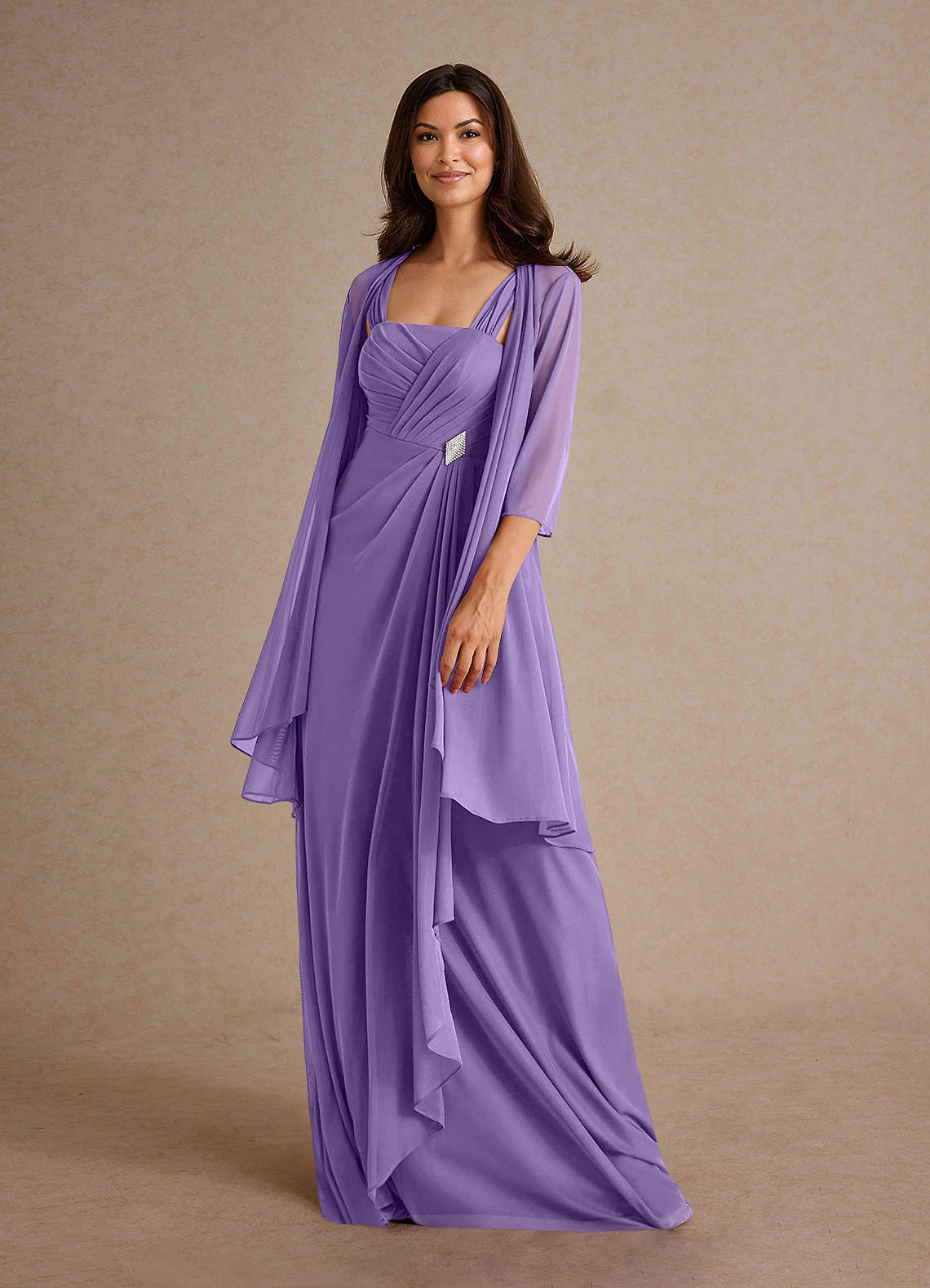 Azazie Clinton Mother of the Bride Dresses Tahiti A-Line Pleated Mesh Dress image1
