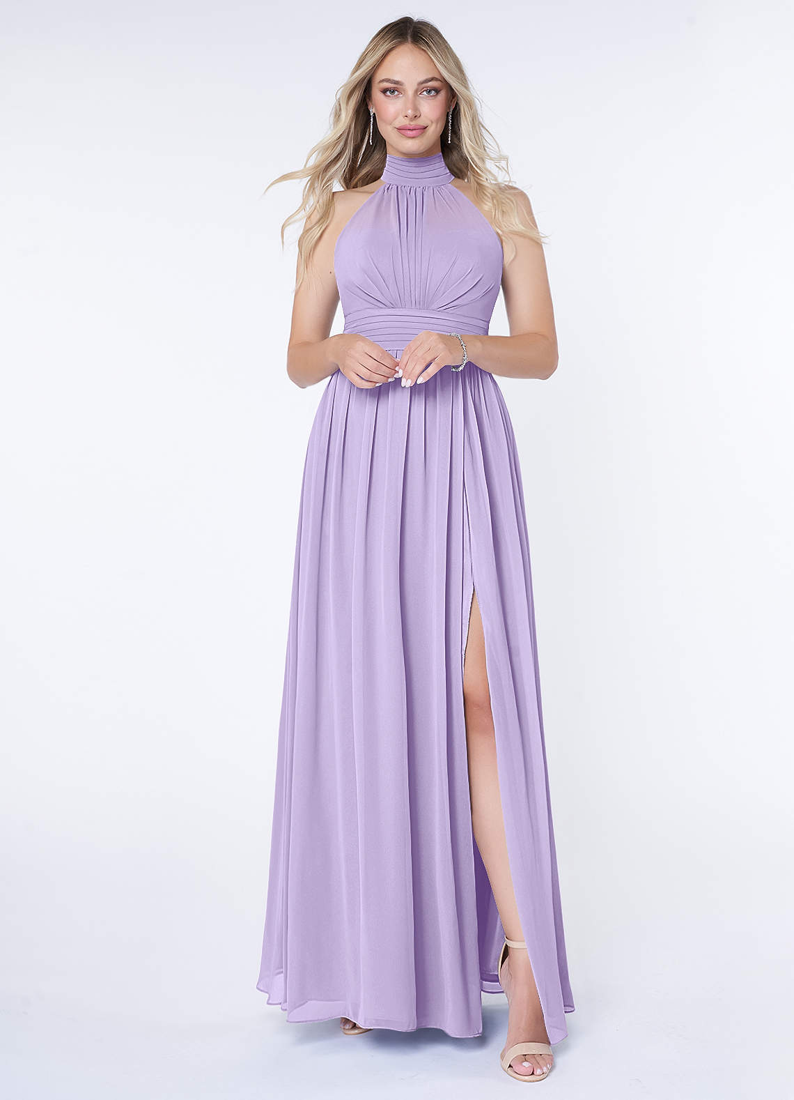 Azazie Iman Bridesmaid Dresses Lilac A-Line A-Line Ruched Chiffon Dress image1