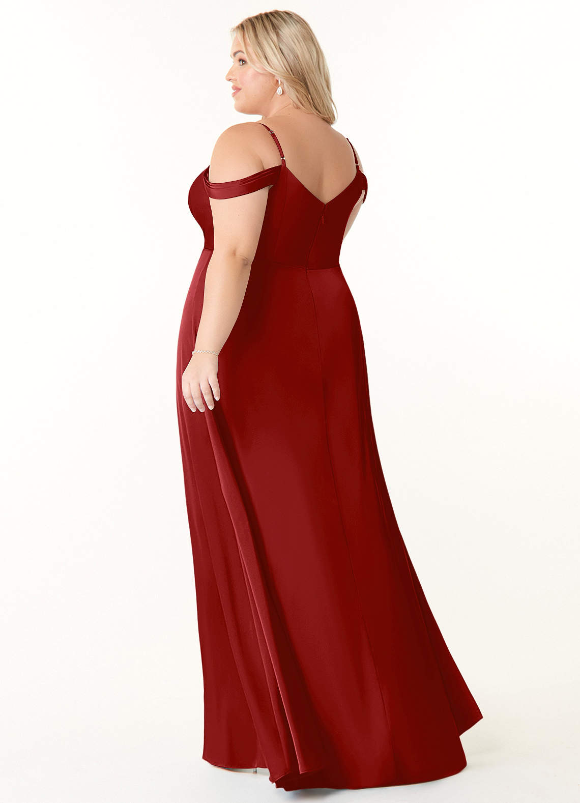 pomegranate bridesmaid dresses Azazie Ocean Stretch Satin length tails flowing behind LowStock:43309671022643 Vintage Black And Green Size:34W X 32L