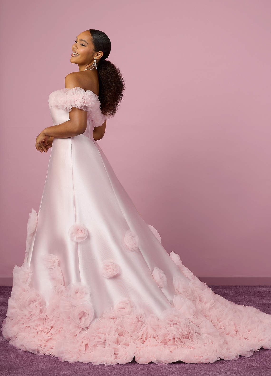 Barbie ♥ Azazie Wedding Dresses Ball-Gown Off the Shoulder Mikado Chapel Train Dress image5