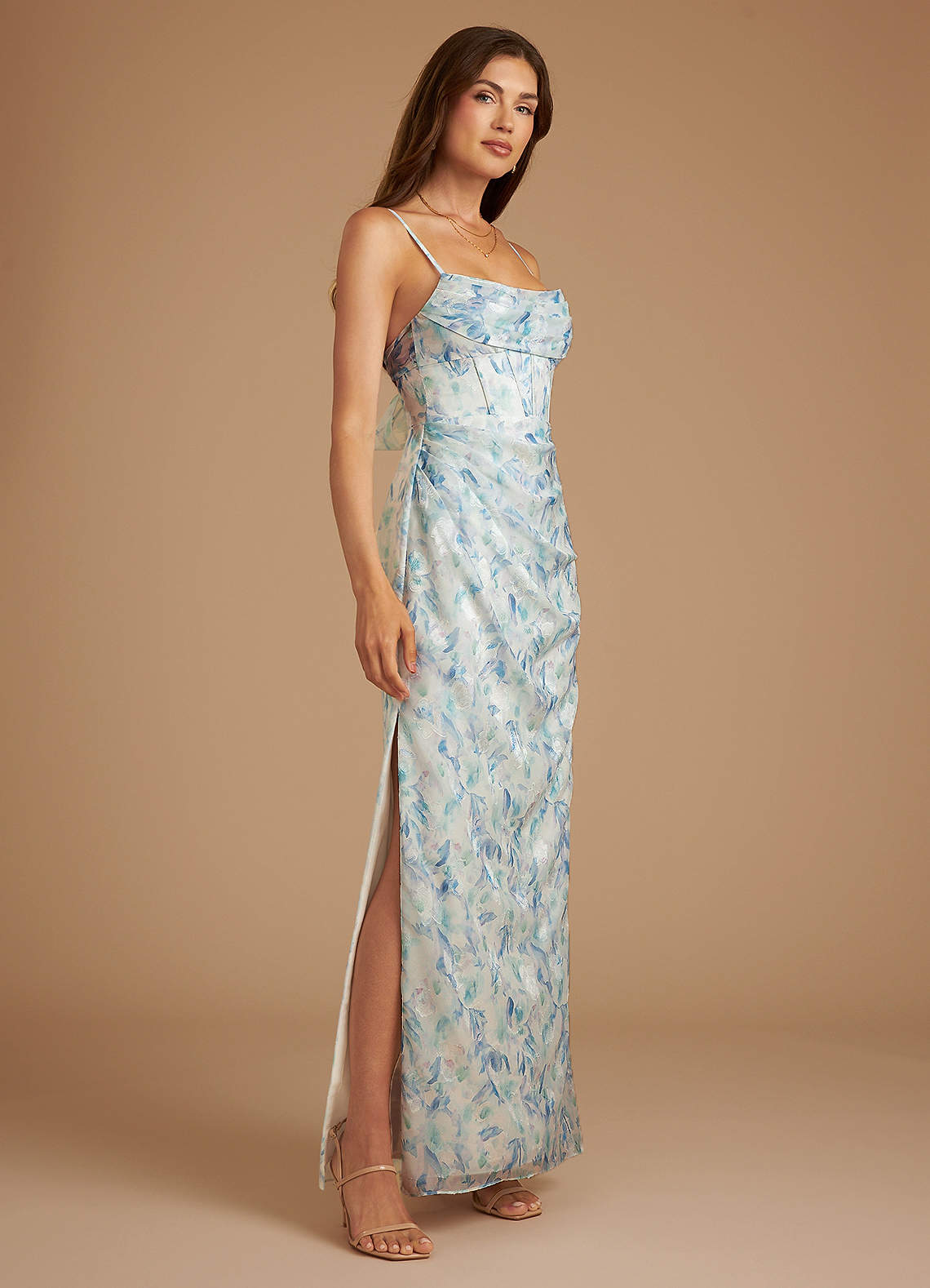 Azazie Mai Ready to Ship Blue Watercolor Floral Watercolor Floral