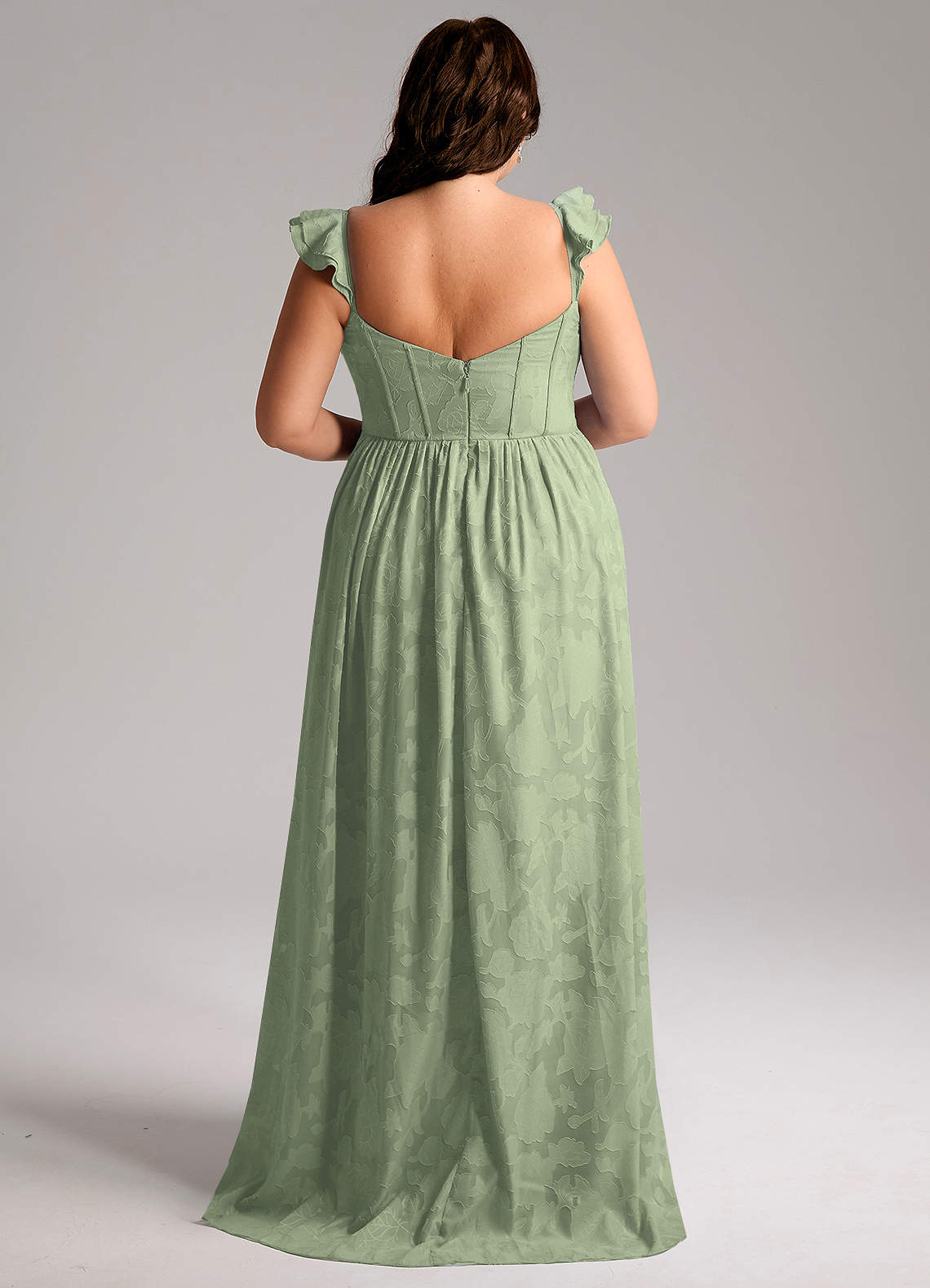 Azazie Denisse Bridesmaid Dresses Agave A-Line Ruched Floral Burnout Dress image7