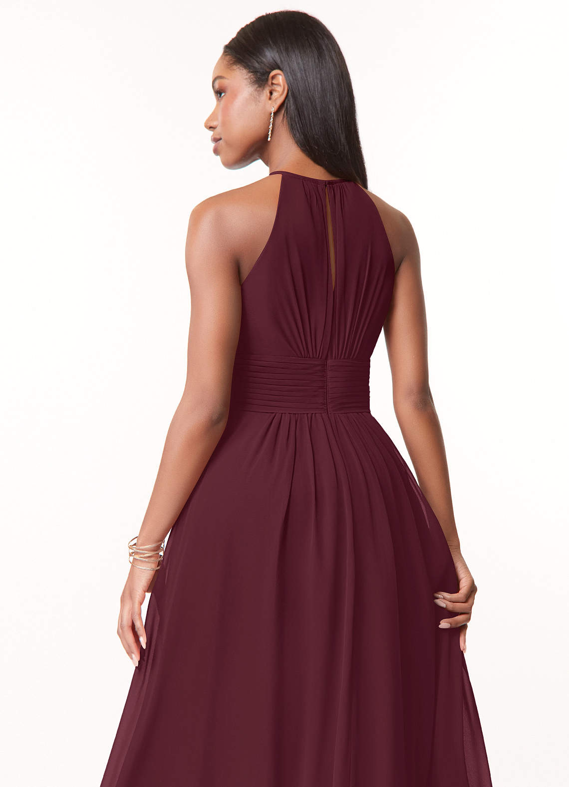 Sweetheart A-Line Ruched Chiffon Dress Cabernet