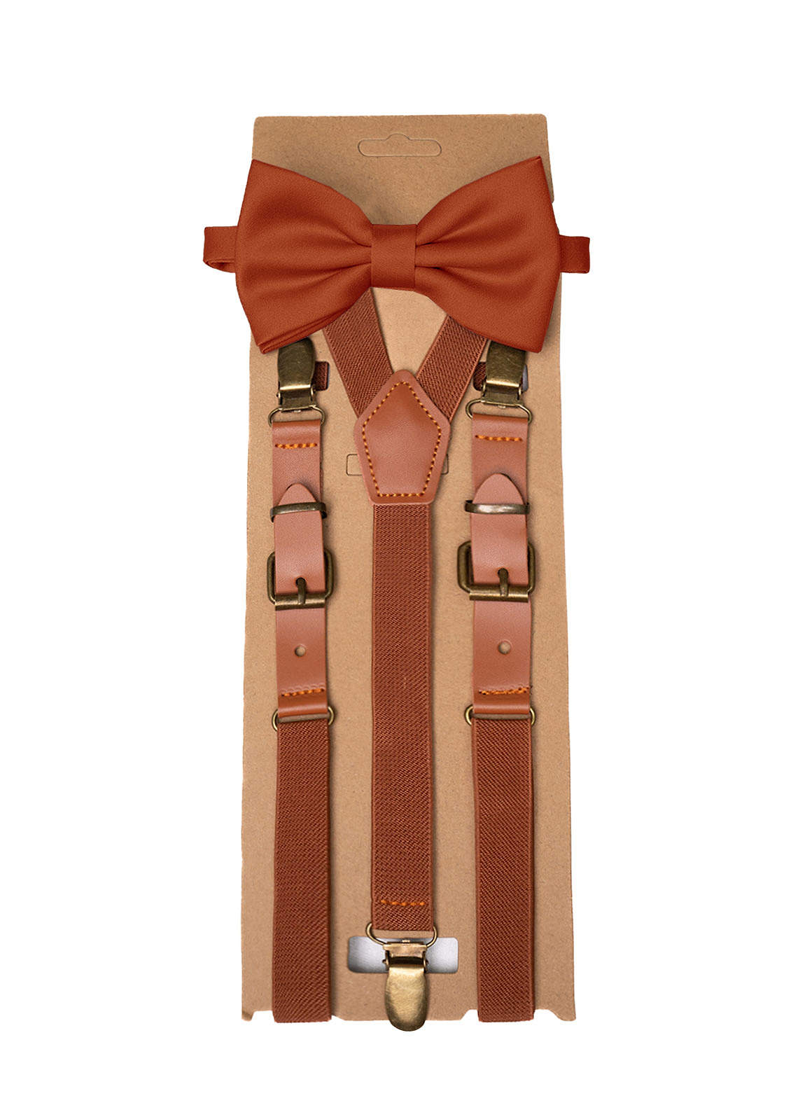 front Matching Matte Satin Pre-Tied Bow Tie & Suspenders Set