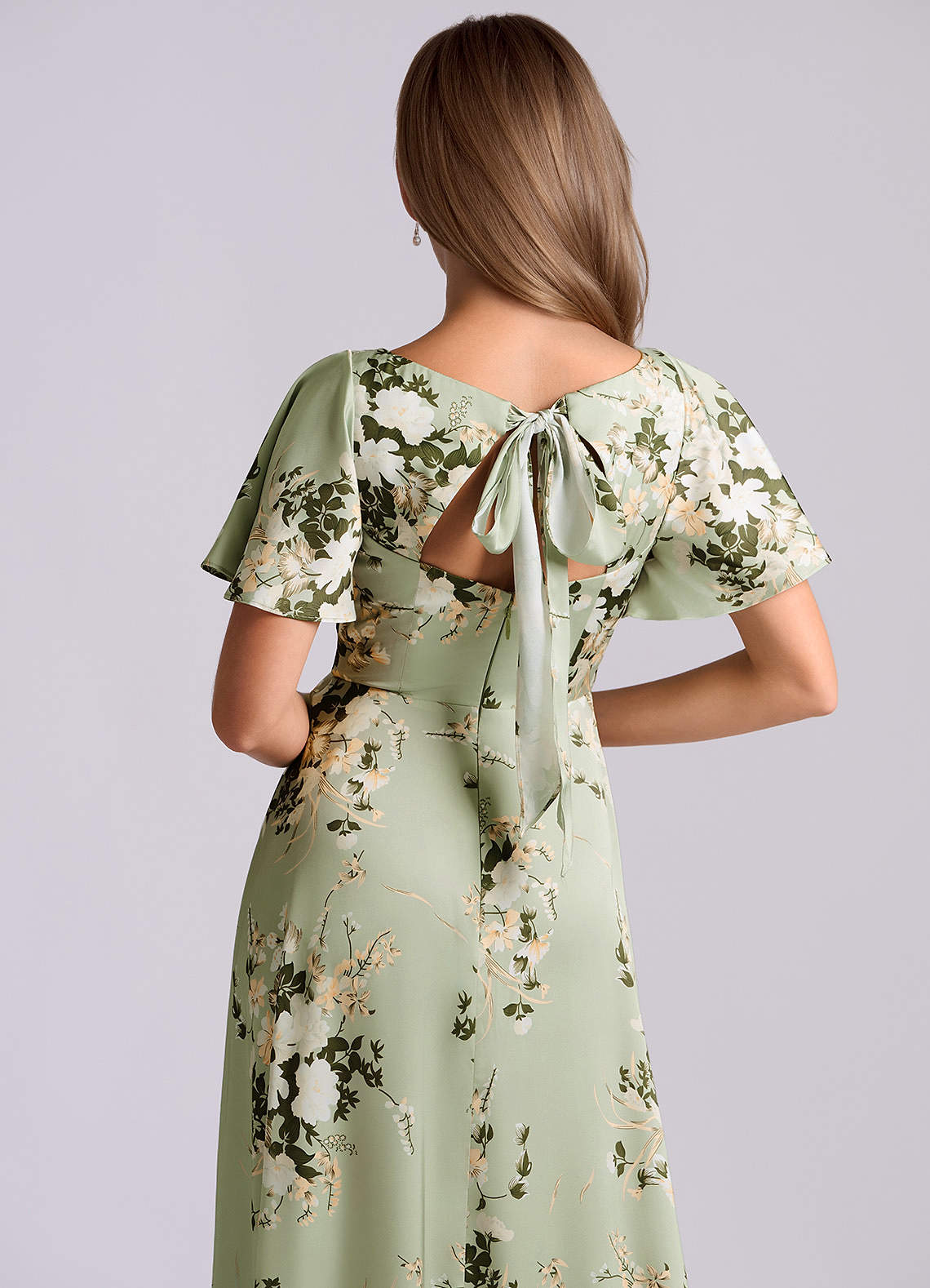 Azazie Kimber Brudtärnklänningar Klä av A-Linje i Stretch Satin Rynkad Blommiga Rankor image1