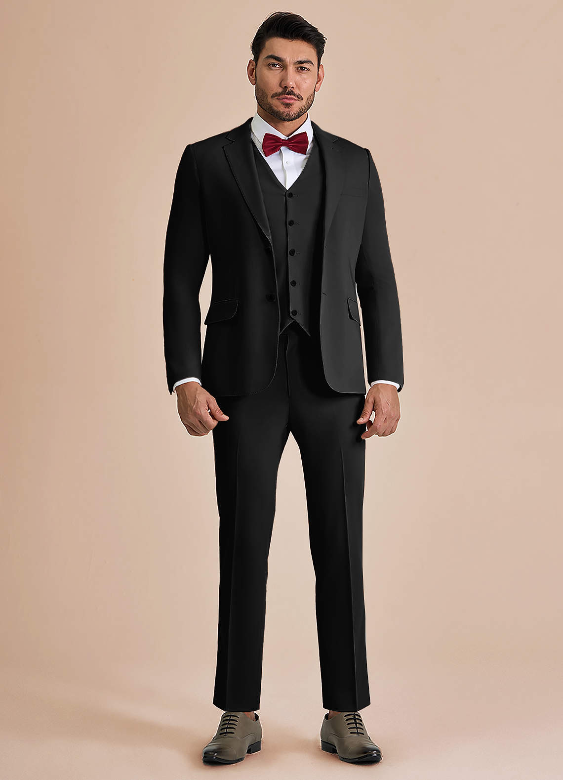 front William Black Comfort Blend 3-piece suit
