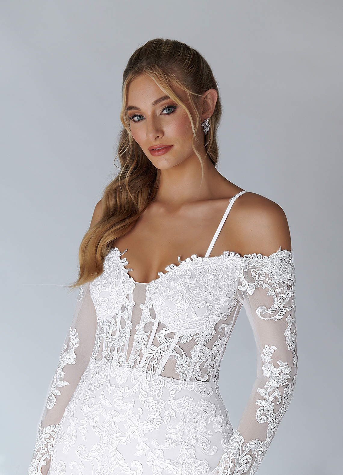 Azazie Solaris Wedding Dresses Diamond White A-Line V-Neck Sequins Tulle Dress image8