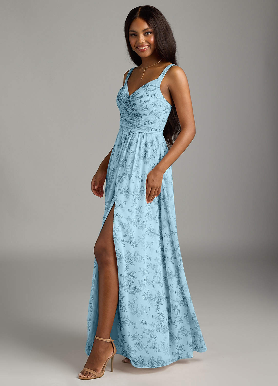 Azazie Chanel Blue Fern Floral Bridesmaid Dresses | Azazie