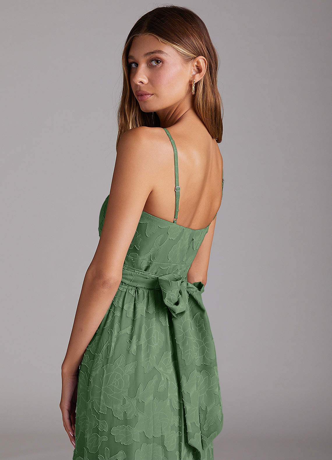 Azazie Nathalia Morsiusneito Mekot A-linja Keula Floral Burnout Lattian pituus Pukeutua image5