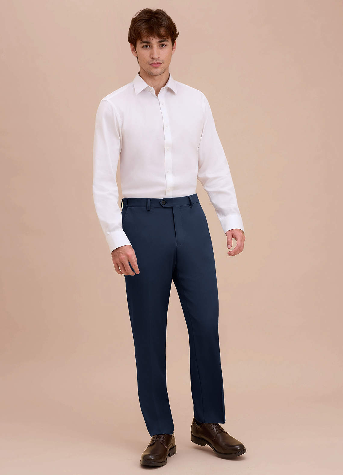 front Ethan Dark Navy Refined Weave Dress Pants