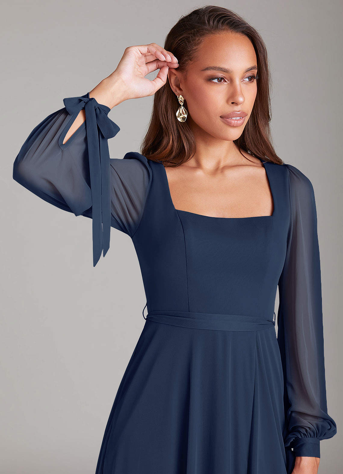Azazie Leonia Ready to Ship Dark Navy Mesh Bridesmaid Dresses | Azazie