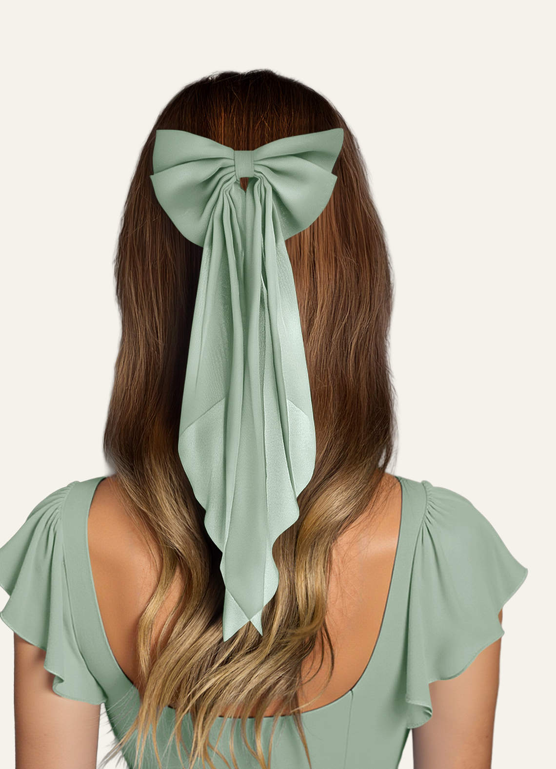 front Matching Color Chiffon Bow Hair Clip