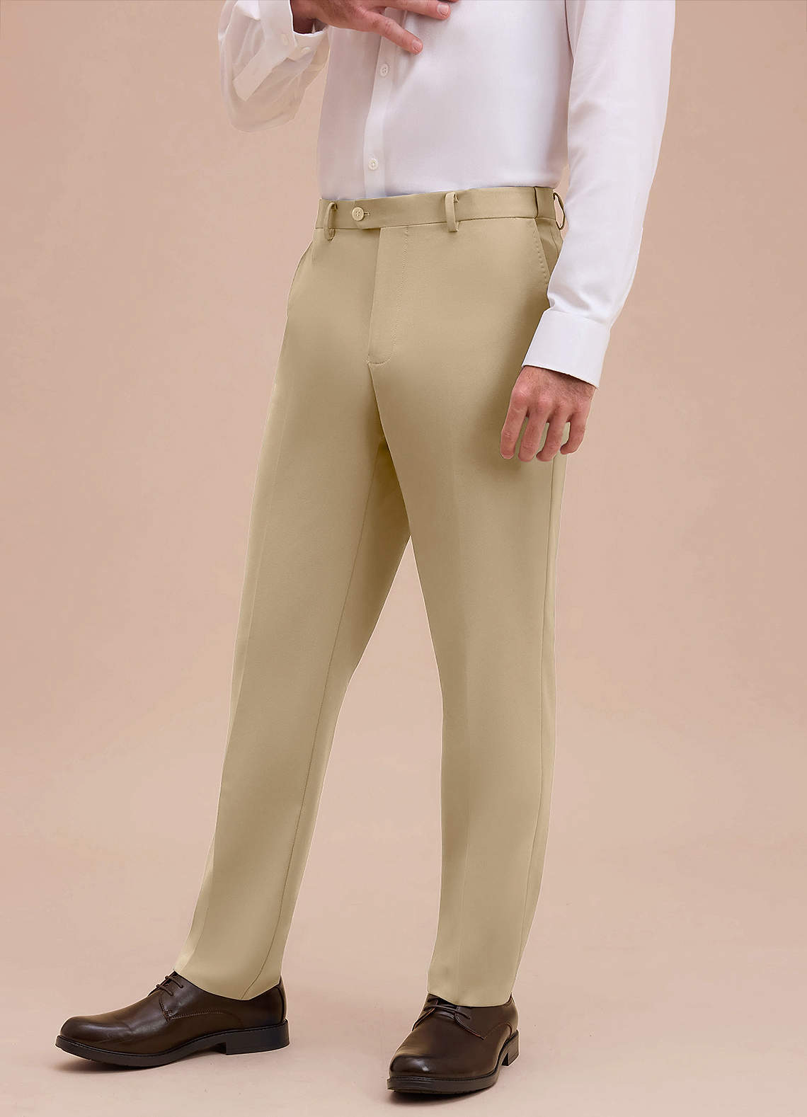 front Ethan Champagne Refined Weave Performance Dress Pants