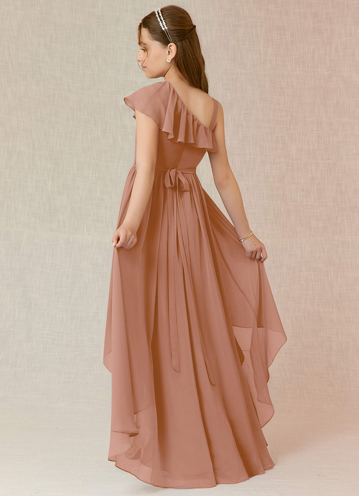 Azazie Mango Junior Robe de demoiselle d'honneur en Champagne Rosé