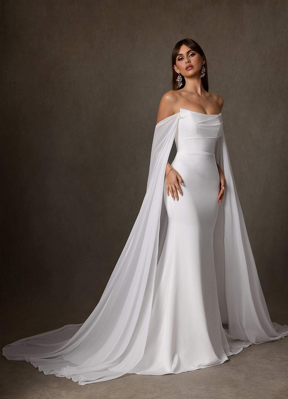 Azazie Jennet Wedding Dresses Diamond White Sheath Strapless Crepe Back Satin Dress image5