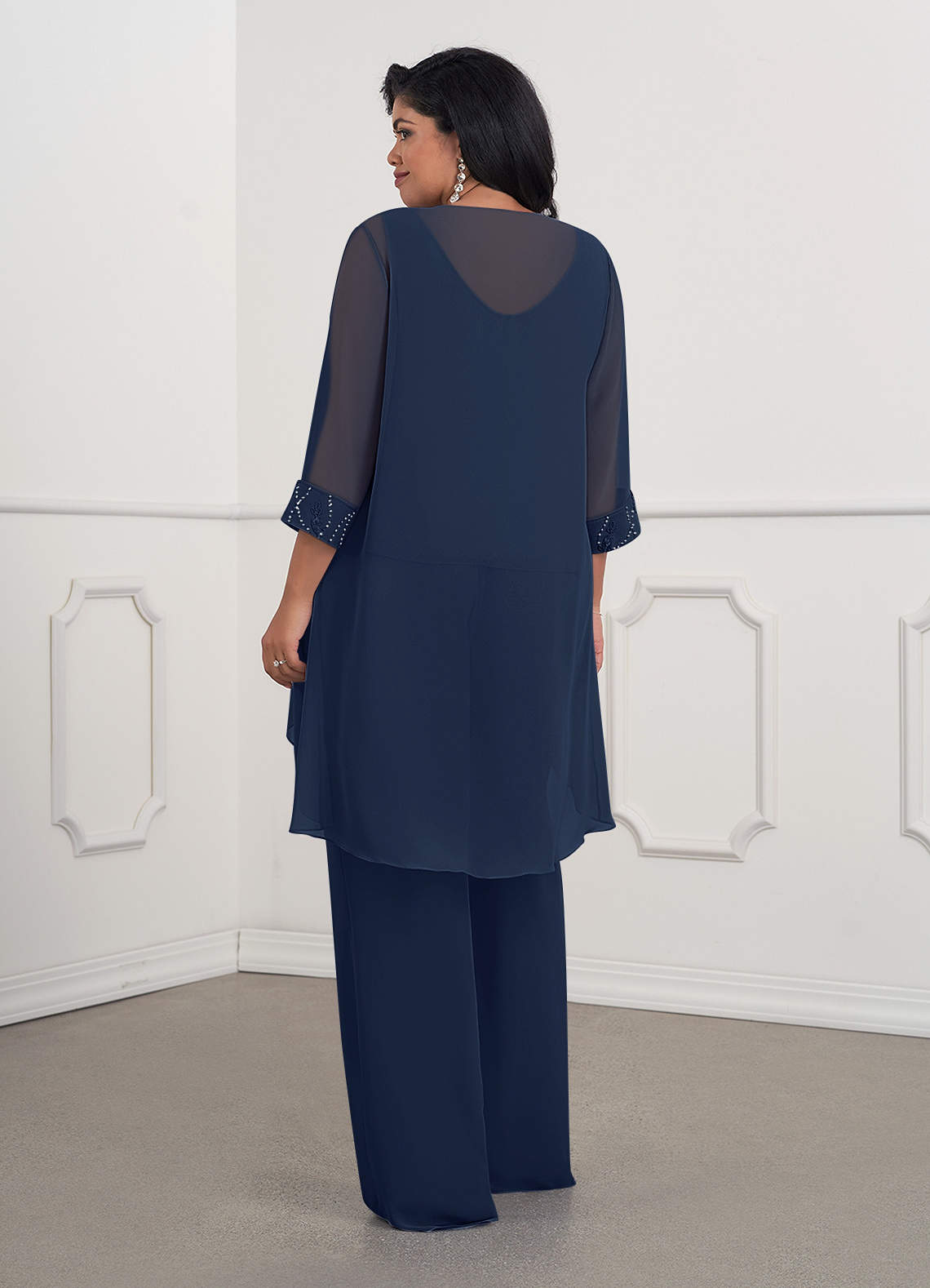 Azazie Maura Mother of the Bride Dresses Dark Navy Jumpsuit/Pantsuit Sequins Chiffon Dress image1