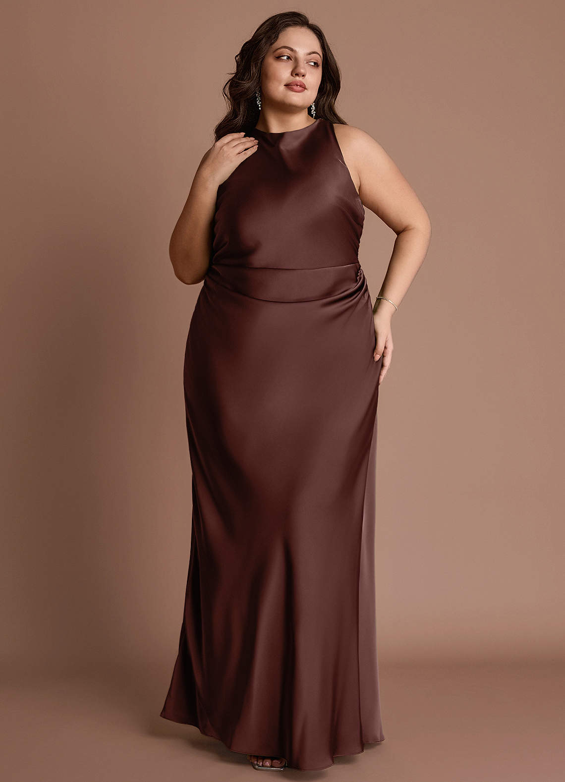 Evadne Mocha Coco Open Back Dress image1