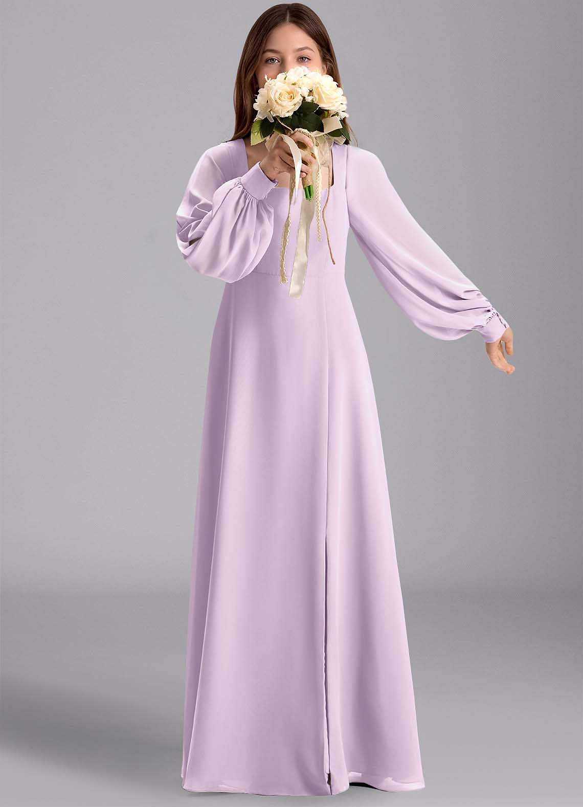 Azazie Bondi Junior Robe Trapèze en Mousseline de soie Blouson Frostiges Flieder image1