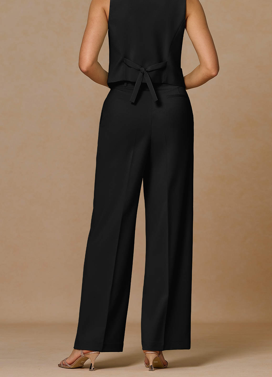 front Rowan Negro Pantalones de rendimiento de tejido refinado