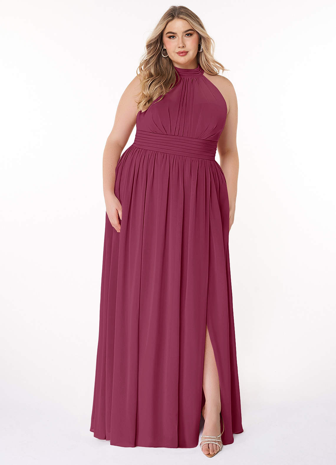 Azazie Iman Bridesmaid Dresses Mulberry A-Line A-Line Ruched Chiffon Dress image1