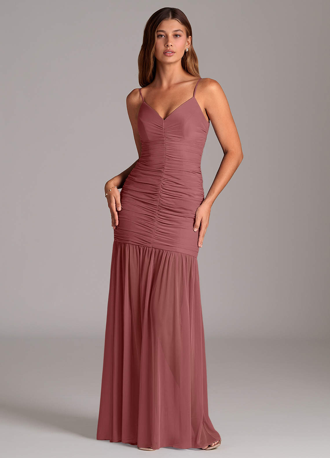 Azazie Aimie Bridesmaid Dresses Amethyst Mermaid Mesh Dress image1