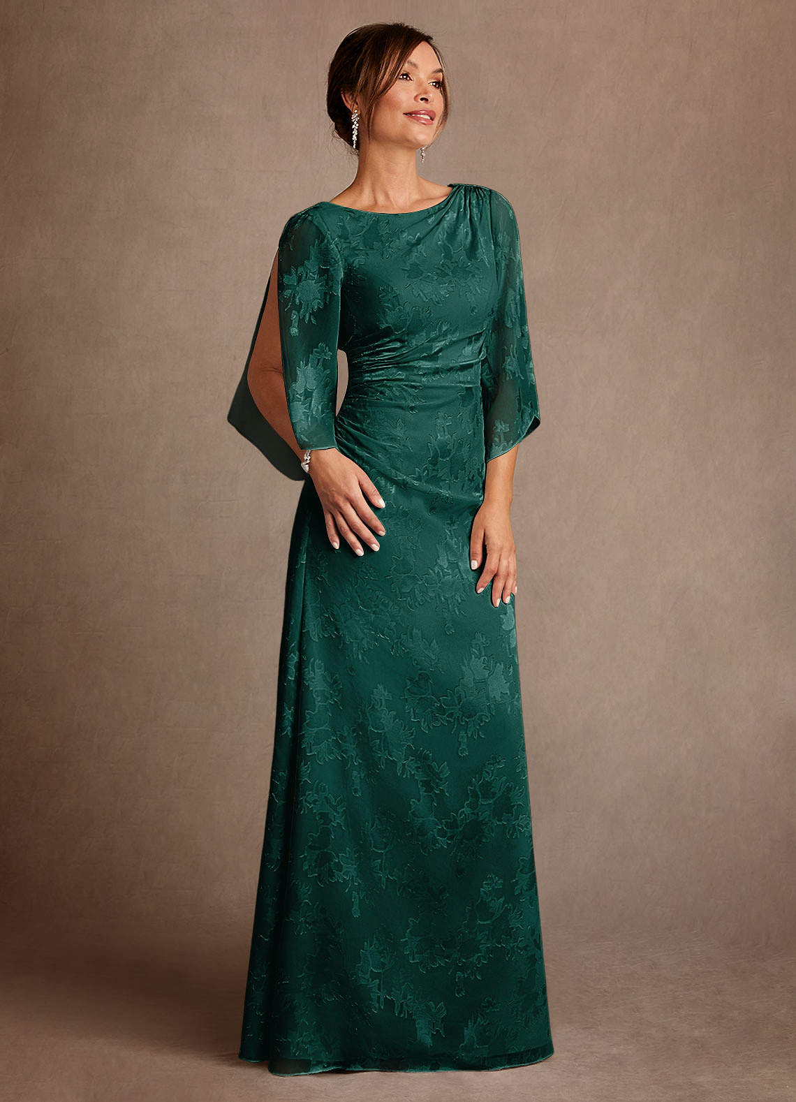 Azazie Anaheim Mother of the Bride Dresses Pine Sheath Pleated Floral Burnout Dress image2