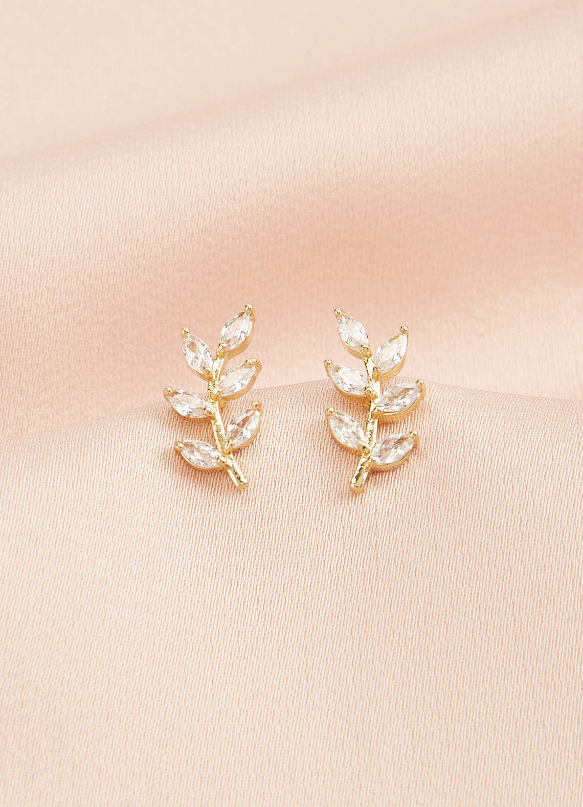 front Zircon Leaf Shaped Earrings