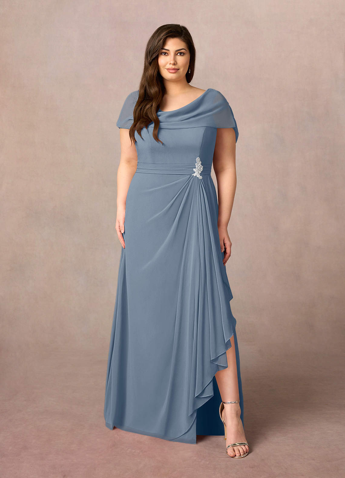 Azazie Mary Mother of the Bride Dresses Twilight A-Line Side Slit Chiffon Dress image5