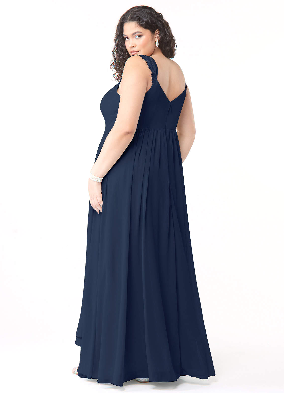 Azazie Cleobella Ready to Ship Dark Navy Chiffon Bridesmaid