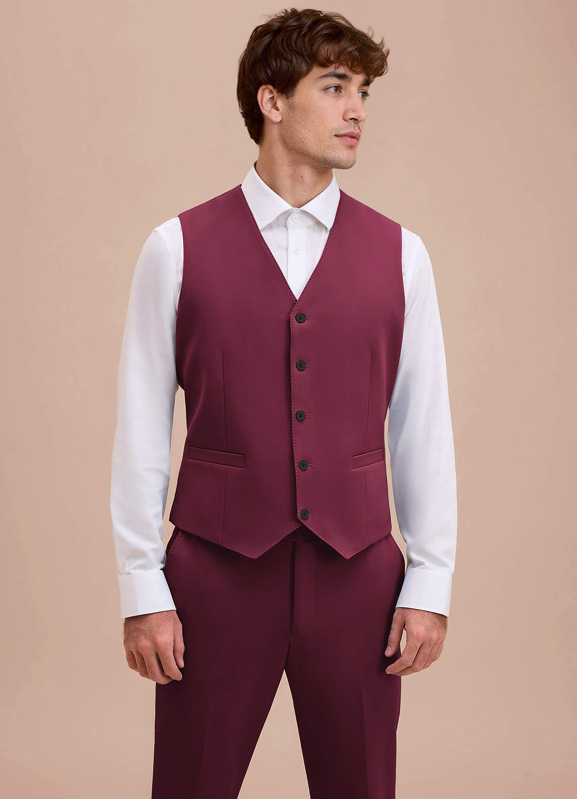 front Ethan Burgundy Refined Weave Suit Vest