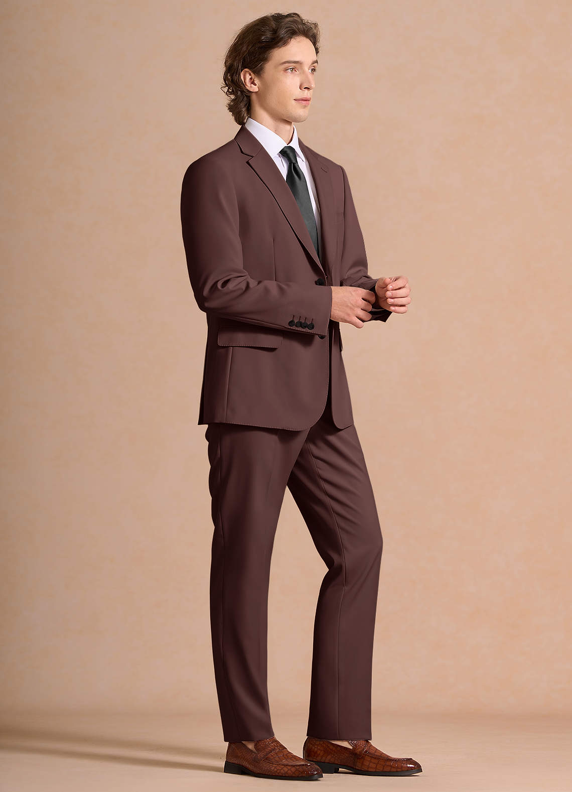 front James Espresso Structured Stretch Suit
