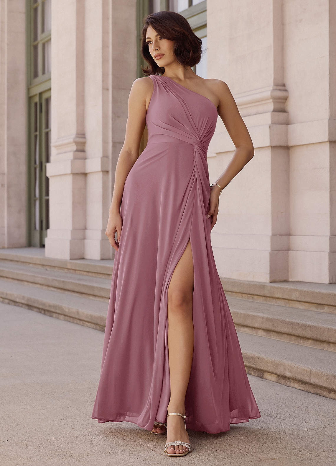 Azazie Brooke Vintage Mauve Chiffon Bridesmaid Dresses | Azazie