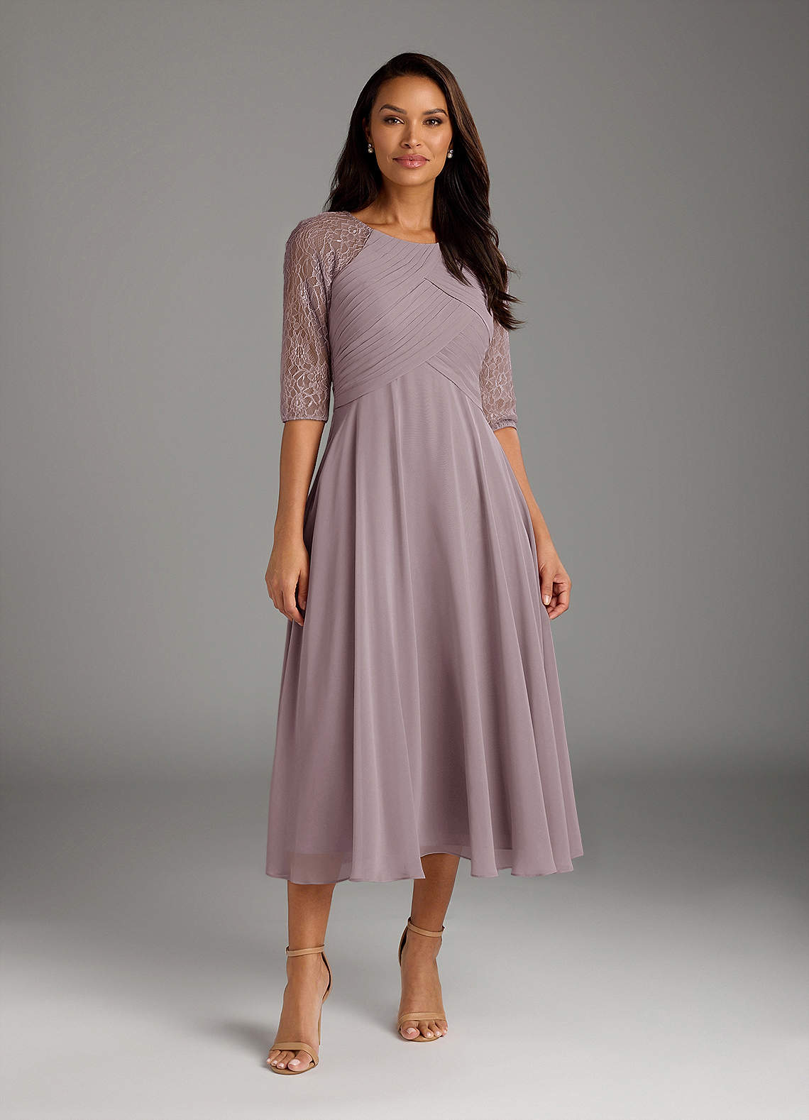 Azazie Dorothea Dusk A-Line Scoop lace Chiffon Dress | Azazie