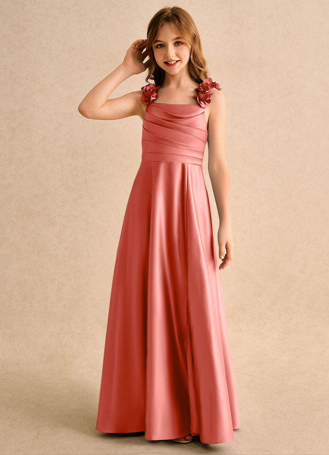 open lace back dress Salmon Contrast Ribbon Trim Maternity Maxi Dress – PinkBlush main image 1