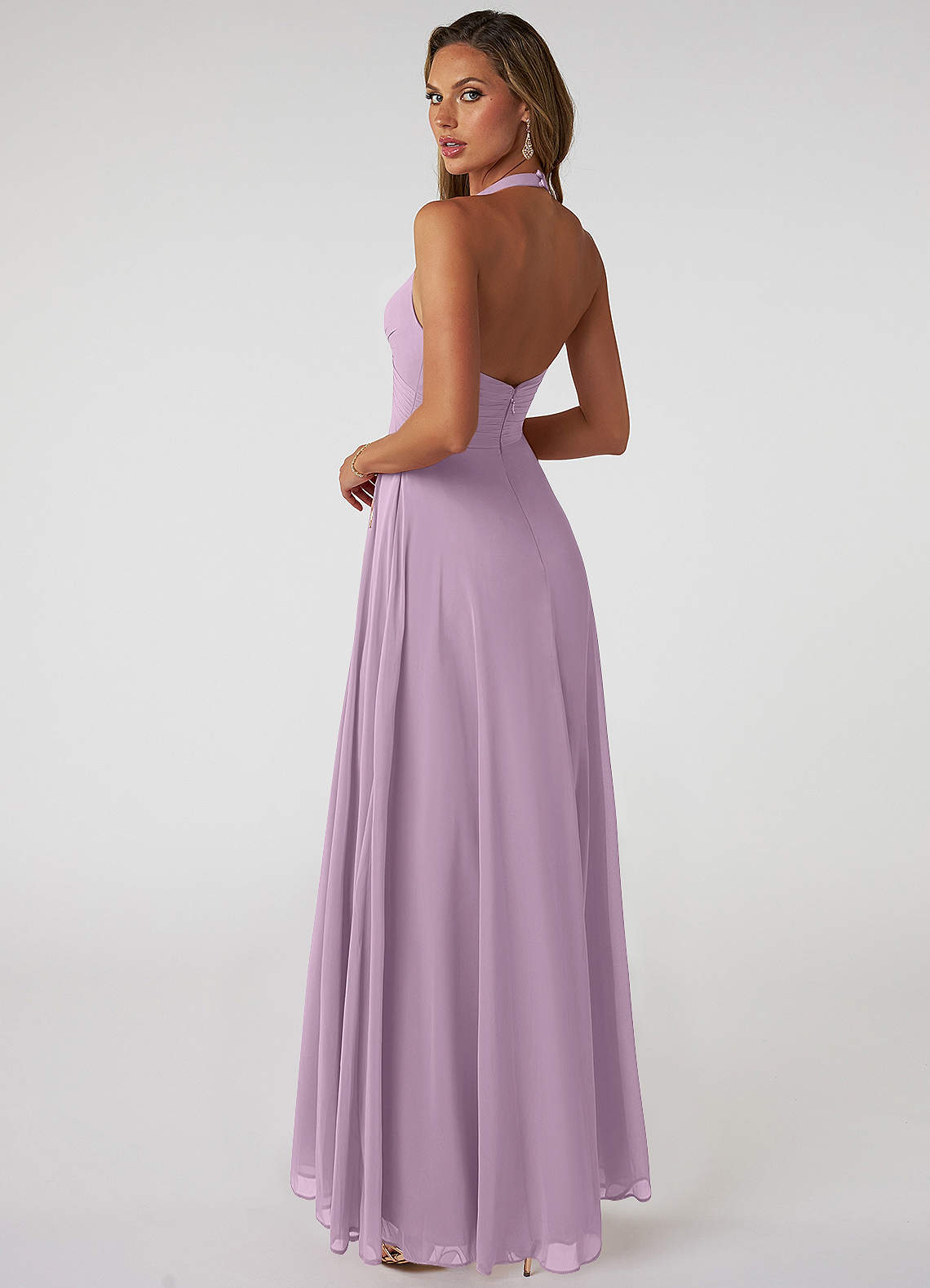 wisteria chiffon bridesmaid dress One Shoulder Chiffon Long Bridesmaid Dresses
