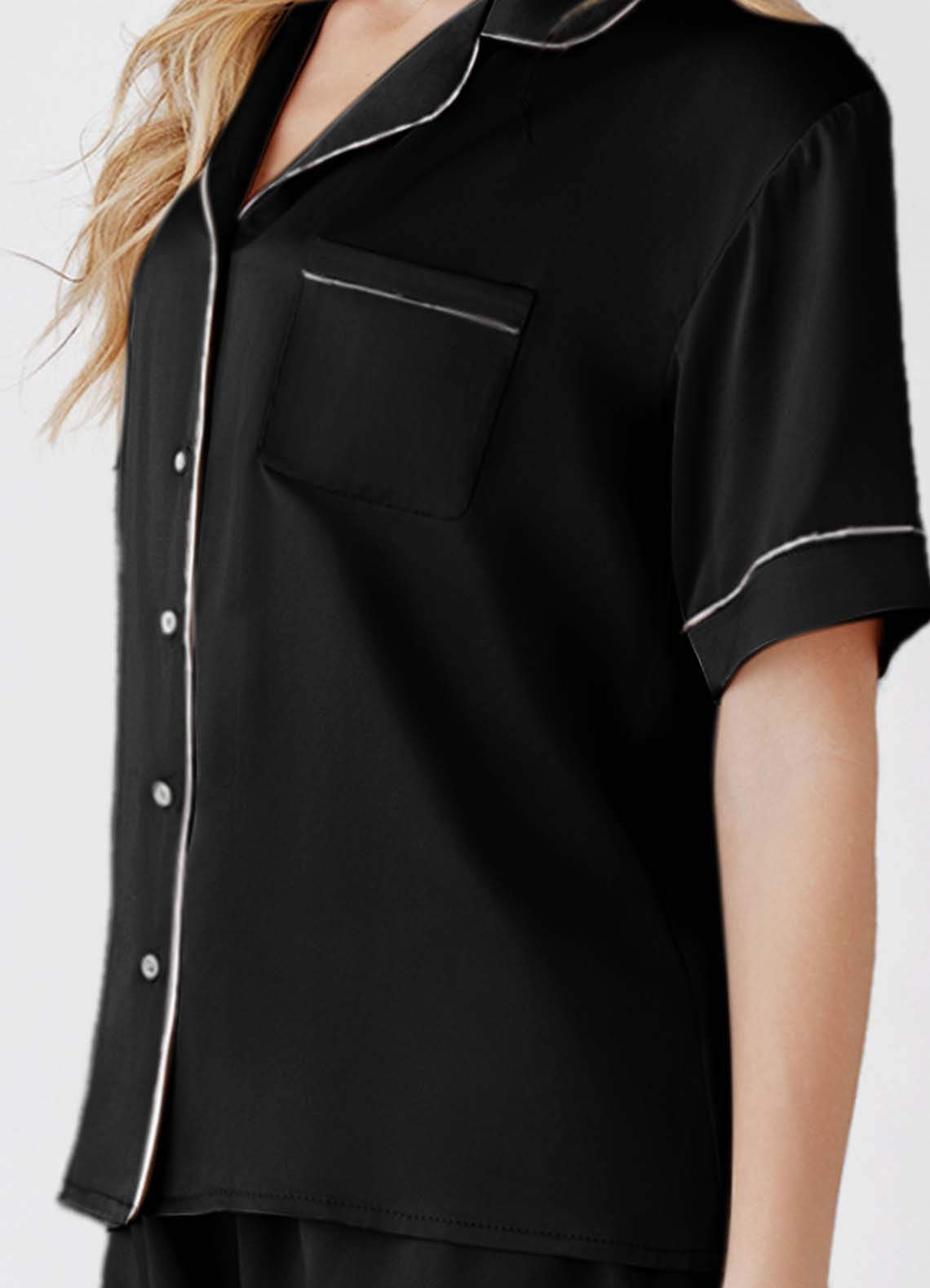 front 100% Washable Silk Pajama Short Sleeve Top