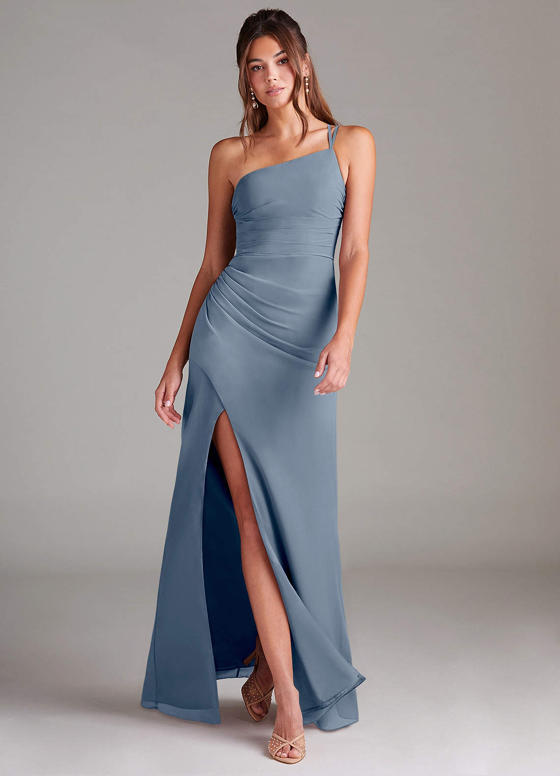 Azazie Eren Bridesmaid Dresses Twilight Sheath One Shoulder Chiffon Dress image1