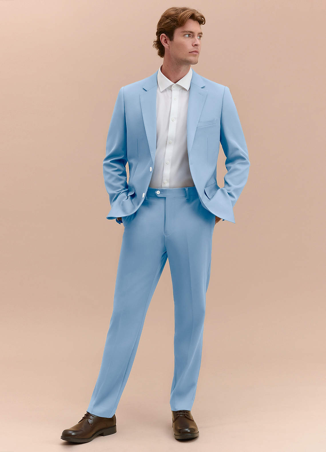 James Sky Blue Structured Stretch Suit | Suit Sets |Azazie
