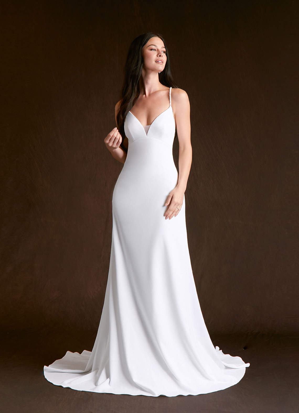 Azazie Mia Abiti da Sposa Abito Sirena in Crepe Elasticizzato Bianco Diamante image1