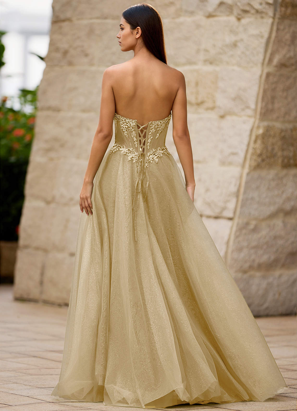 Brilliance Champagne Glitter Prom Dress | Azazie Brilliance Champagne Glitter Prom Dress | Azazie