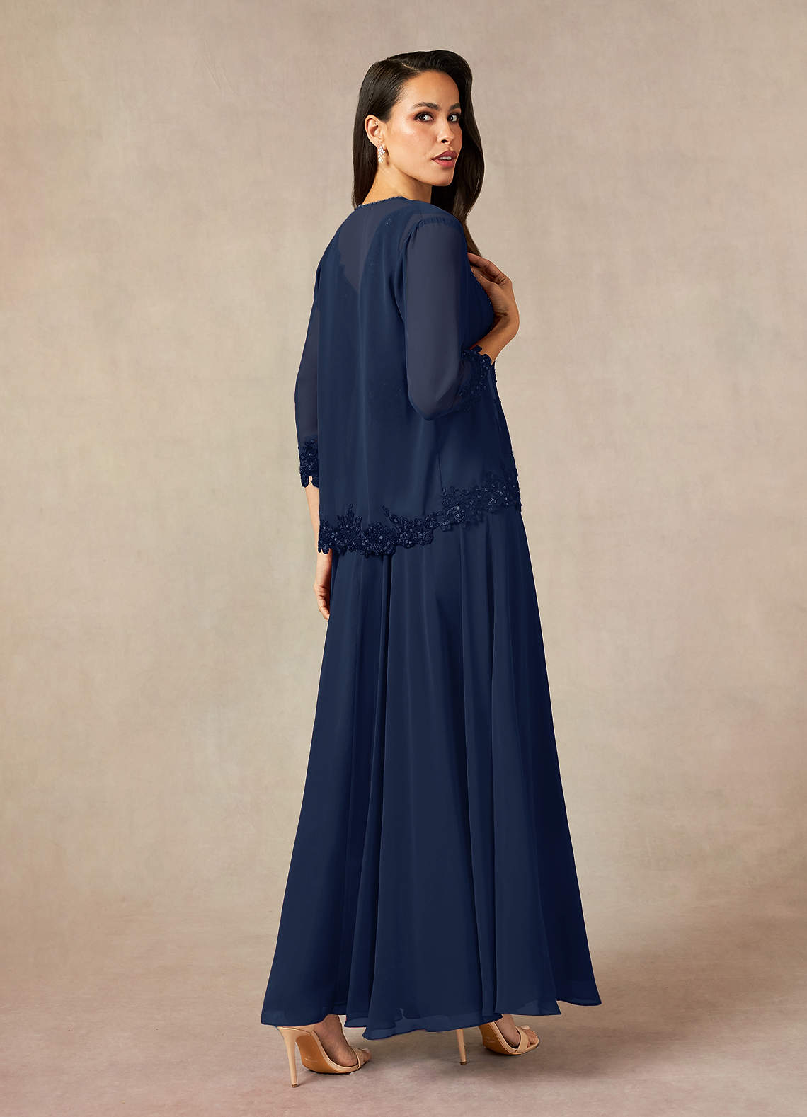 Azazie Devana Mother of the Bride Dresses Dark Navy A-Line Sequins Chiffon Dress image10
