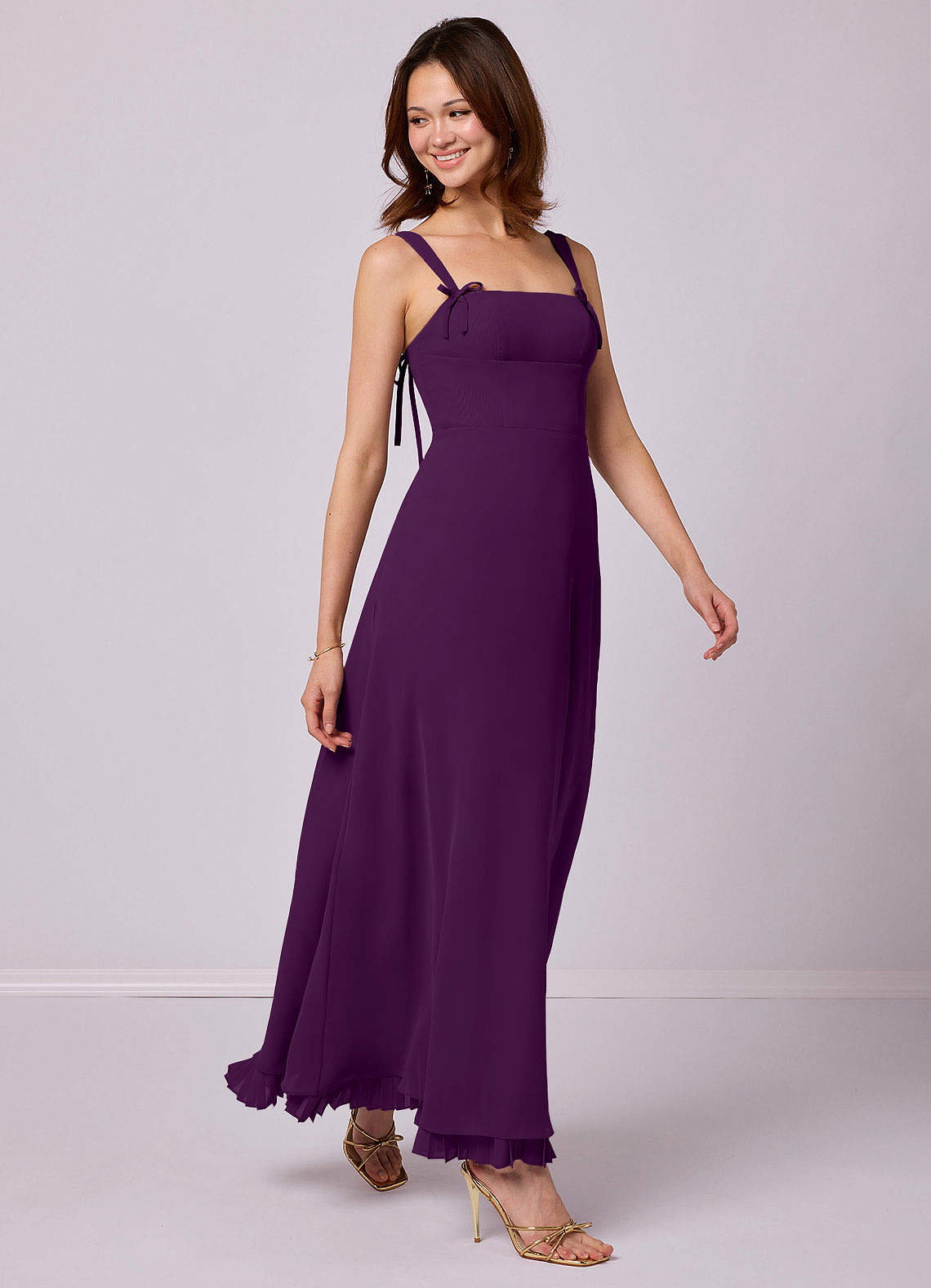 Barbie ♥ Azazie Bridesmaid Dresses Grape A-Line Pleated Chiffon Dress image1