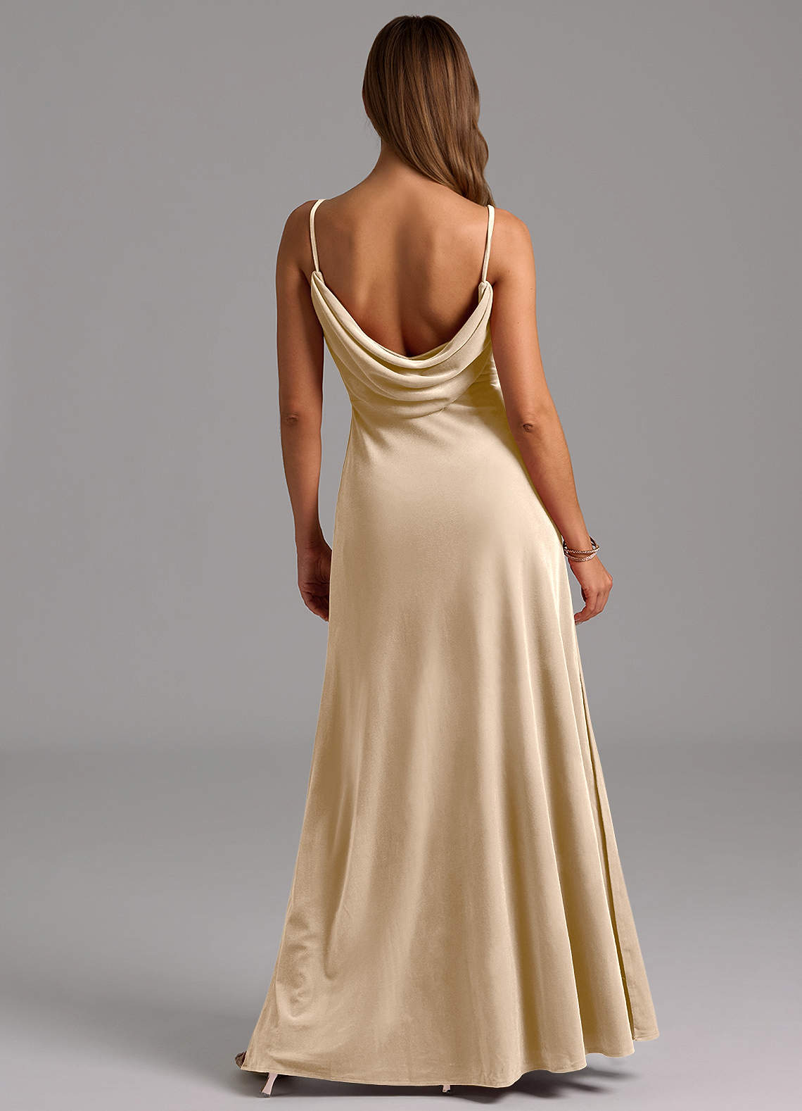 Azazie Olaine Ready to Ship Champagne Velvet Bridesmaid Dresses | Azazie