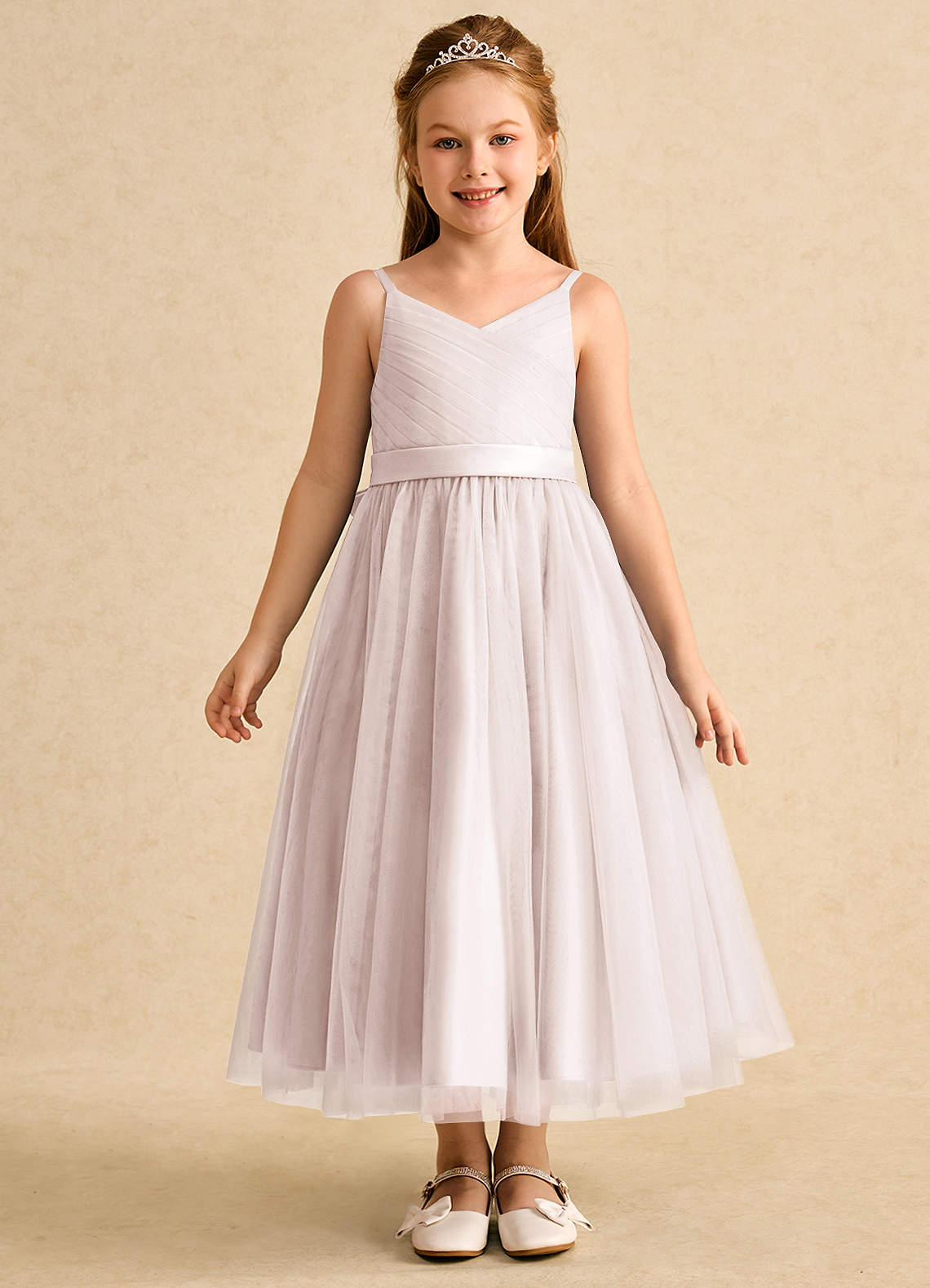 Azazie Patootie Flower Girl Dresses Rose Petal A-Line Spaghetti Strap Tulle Dress image1