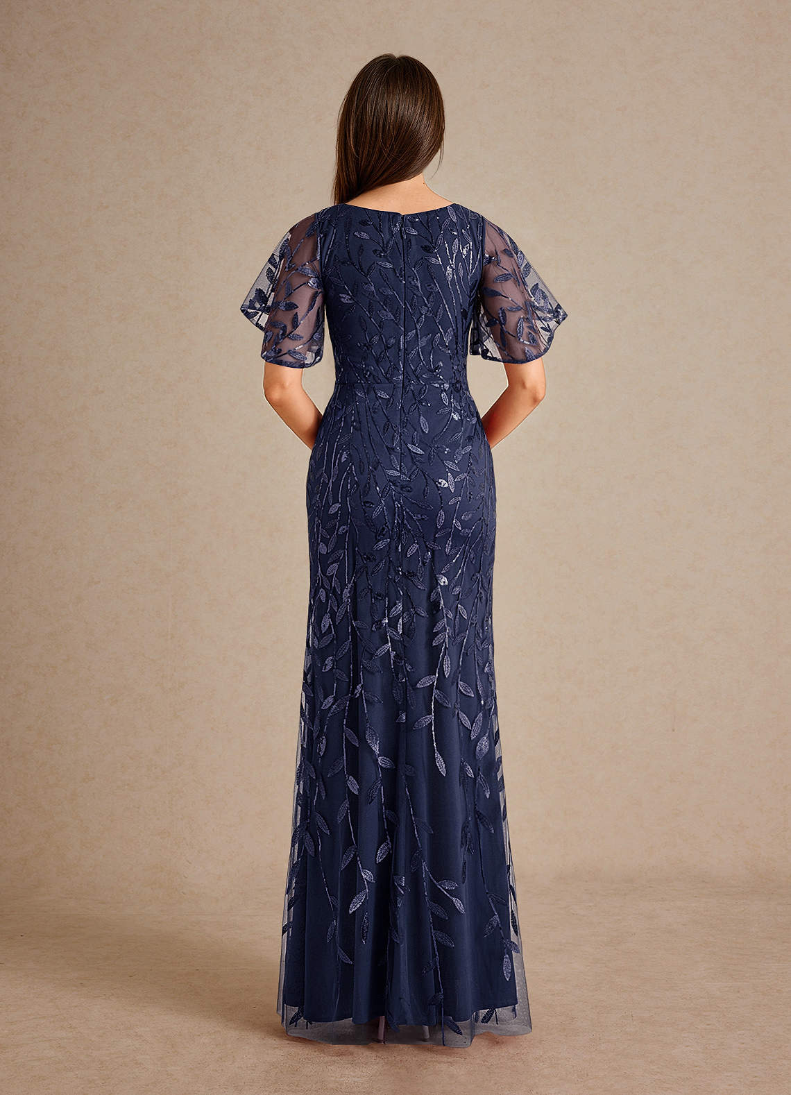 Azazie Milan Mother of the Bride Dresses Dark Navy Sheath Sequins Dress image2